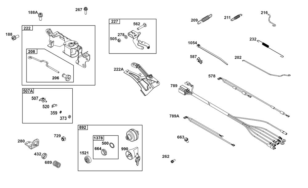 Controls Group Diagram and Parts List for 386447-3202-B5 200000 - 399999 Briggs and Stratton Engine